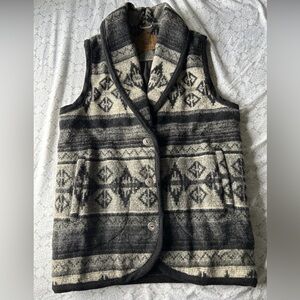 Woolrich Small Vintage Grey Black Wool Vest